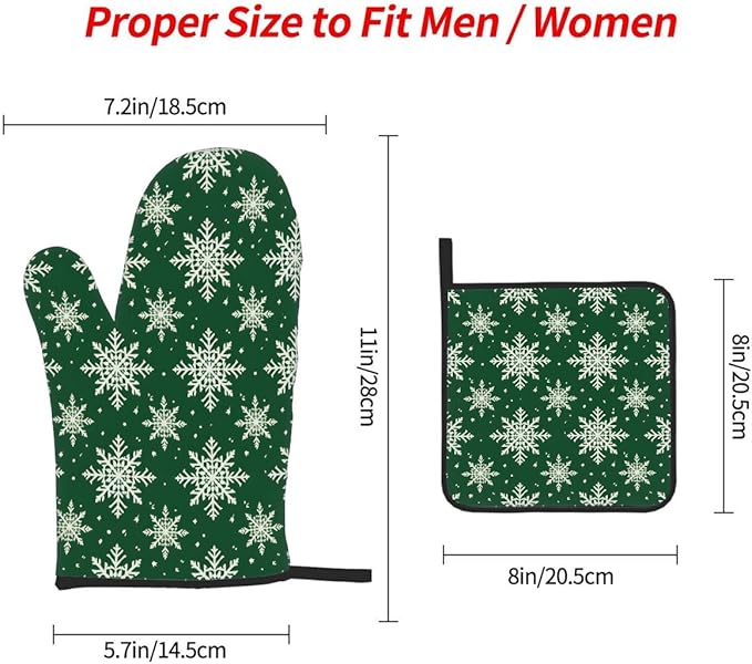 Oven Mitts Pot Holders Set 3 for Kitchen, Snowflake Insulation Oven Gloves Heat Resistant Pot Pads Cook Essentials Accessories for BBQ Baking Cooking Kitchen Decor Gifts for Women