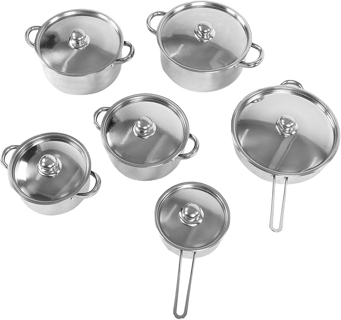 JTLB Stainless Steel Cookware Set Induction Kitchen Cooking Skillet Set with Frying Pan Soup Pot Milk Pot