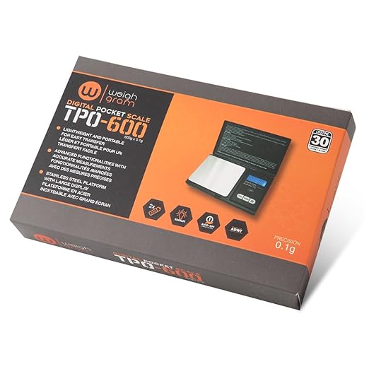 Weigh Gram Scale 600g x 0.1g,Pocket Scale, Digital Jewelry Scale, Food Scale, Kitchen Scale, Digital Pocket Scale