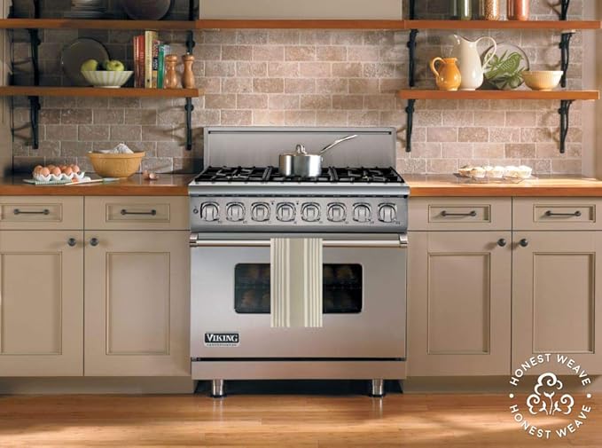 GOTS Certified Organic Cotton Kitchen Hand and Dish Towel Sets - Oversized 20x30 inches, Fully Hemmed, in Designer Colors, 6-Pack, Warm Gray/Taupe Stripe