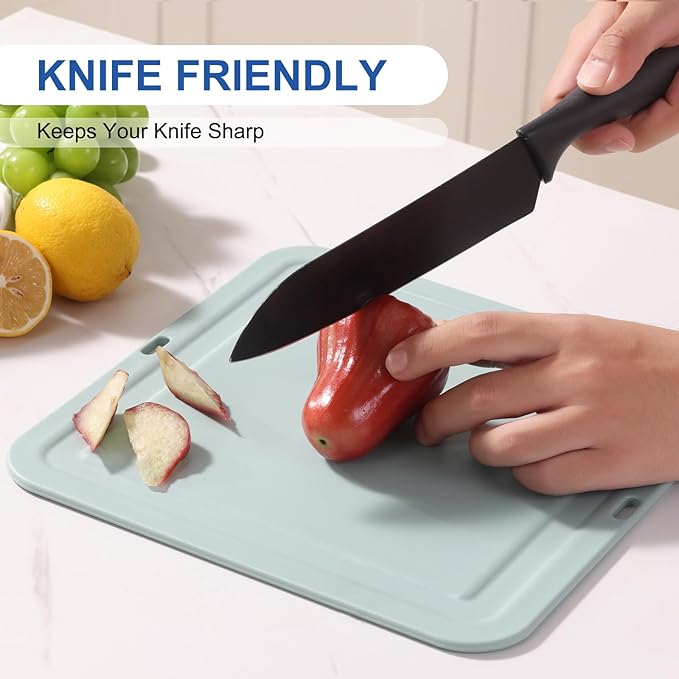 3-in-1 PP Plastic Cutting Board Set, Nesting Design for Space-Saving Storage, Pale Color‌ Boards (Large+Medium+Small) with Juice Groove, Dishwasher Safe