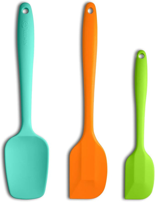 Silicone Spatula 3-piece Set, Ergonomic Handle High Heat-Resistant Spatulas, Non-stick Rubber Spatulas with Stainless Steel Core