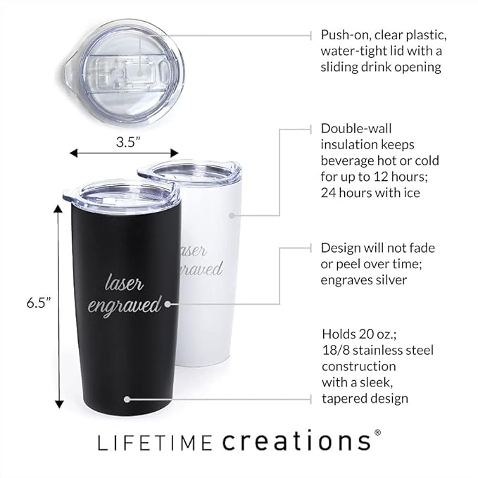 Lifetime Creations Engraved Personalized Groomsman Tumbler (White) 20 oz - Stainless Steel Coffee Travel Mug Gift