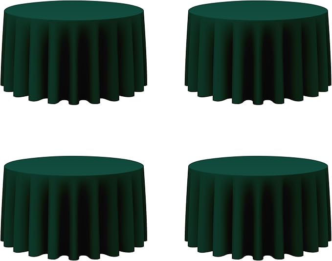 BRILLMAX 4 Pack Hunter Green Round Tablecloths 120 Inch - Circle Bulk Linen Polyester Fabric Washable Table Cloth Cover for Wedding Reception Banquet Birthday Party Buffet Restaurant