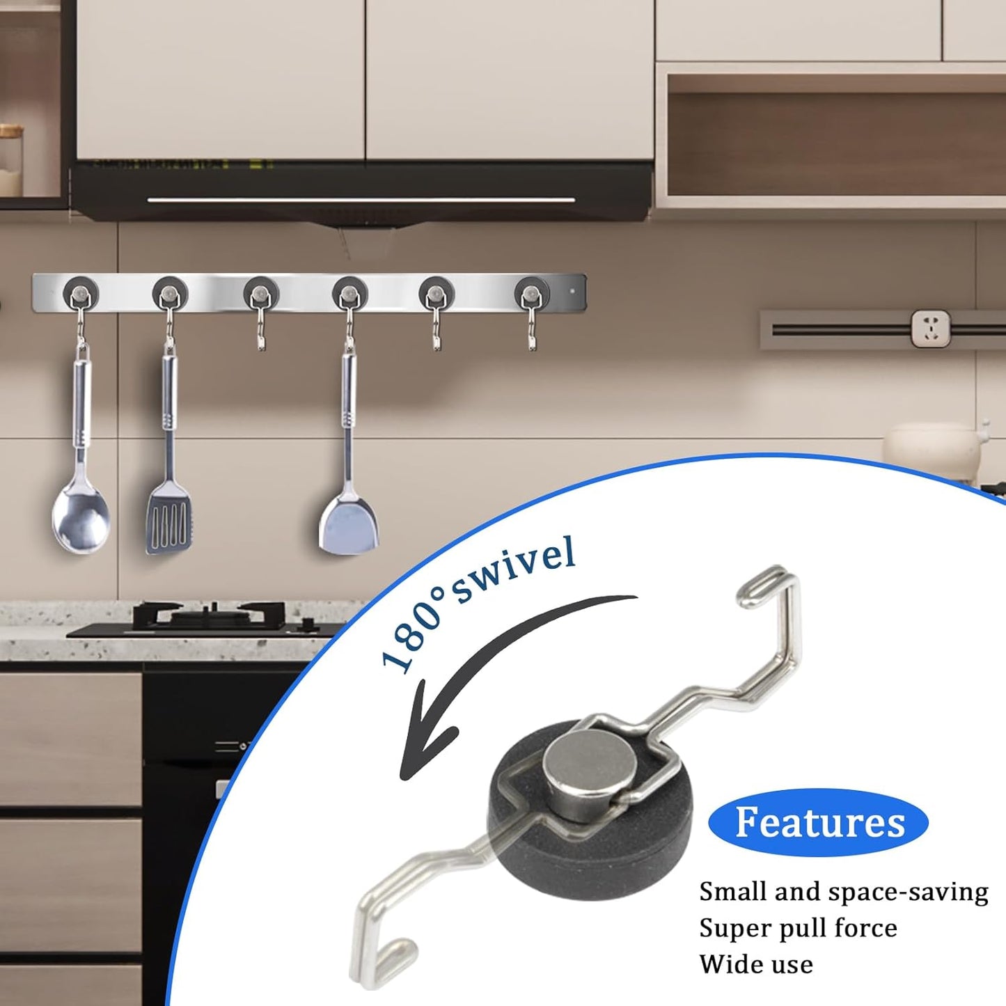 Magnetic Hooks for Grill & Refrigerator,Heavy Duty Magnet Cruise Ship Hook – Strong Magnet for Hanging Grill Tools, Kitchen Utensils, Towels, Outdoor Camping BBQ Accessories (Sliver，12 Pack)