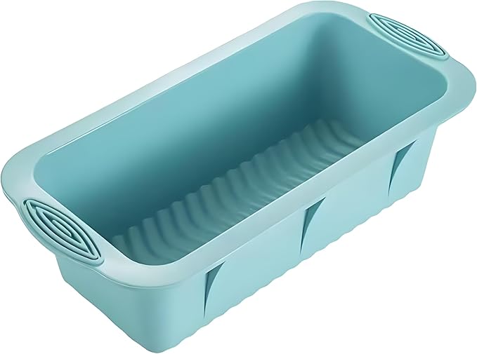 Thickened Silicone Bundt Cake Pan and Moldes Para Gelatinas, Heavy Duty Toast Cake Mold for Baking, BPA Free, Mint Green (Rectangle: 5.3inx9.6inx2.7in / 1Pcs)