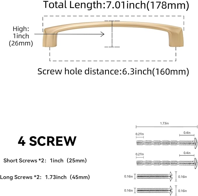 10 Pack 6-1/4 Inch(160mm) Kitchen Cabinet Handles Champagne Bronze Cabinet Pulls Zinc Alloy Drawer Pulls Kitchen Hardware