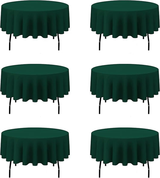 BRILLMAX 6 Pack Hunter Green Round Tablecloths 90 Inch - Circle Bulk Linen Polyester Fabric Washable Table Cloth Cover for Wedding Reception Banquet Birthday Party Buffet Restaurant