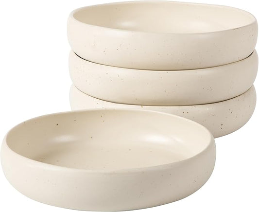Bloomhouse - Two Time Oprah's Favorite Things Winner - Corsica Clay 4-Piece Meal and Pasta Bowl Set – Sea Salt White Stoneware for Dinner, Serving & Everyday Use