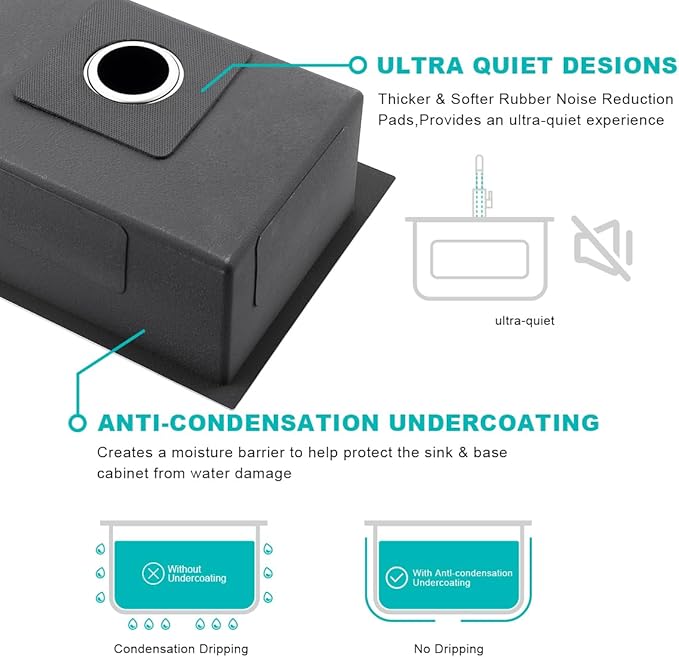 23 Inch Drop in Kitchen Sink Brushed Nickel, 18 Gague Stainless Steel 1 Faucet Hole Single Bowl Deep Kitchen Sink Topmount, D23"xW18"xH9"