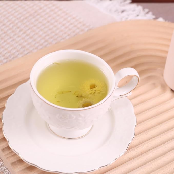 GuangYang 12 Pieces Fine Porcelain Unique Embossed Rose Tea Cups and Saucers set of 6 Special Handmade Gold Line Ceramic Cup for Cappucino