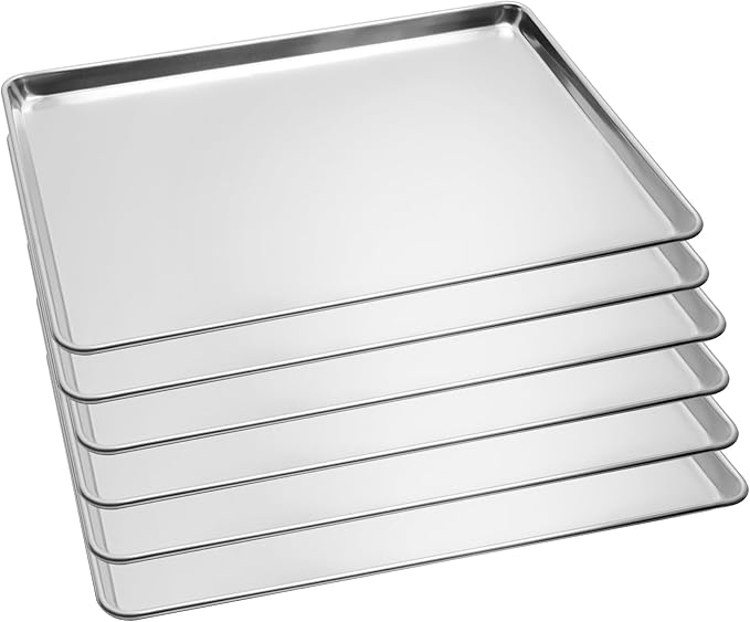 6 Pack Full Size Baking Sheet Pans, Aluminum Commercial Cookie Sheets Non-Stick, 26"x18"