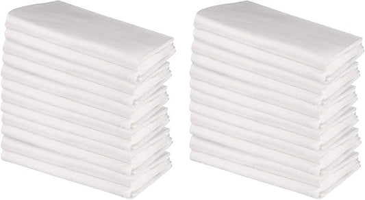DG Collections 100% Cotton Flour Sack Towels – 24 Pack, 27x27 Inches, White, Lint-Free, Pre-Washed, Hemmed Edges – Reusable Kitchen Towels for Cleaning, Embroidery, Printing & Crafts - White