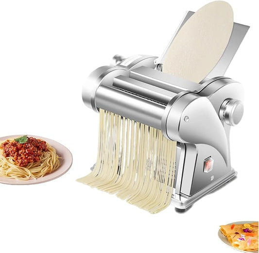 Pasta Maker Machine, Manual Roller Pasta Maker with Adjustable Thickness, 2-in-1 Electric Noodle Maker with 2 Cutters for Spaghetti, Fettuccini, Lasagna or Dumpling