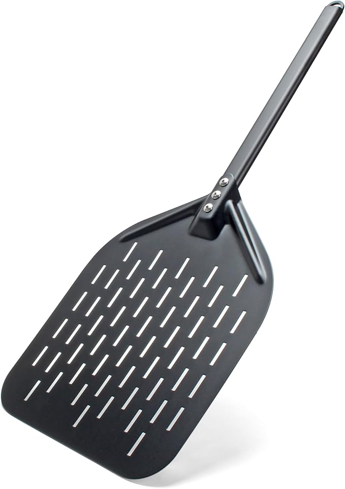 Pizza Paddle, 12-inch Black Metal Pizza Peel, Aluminum Turning Peel