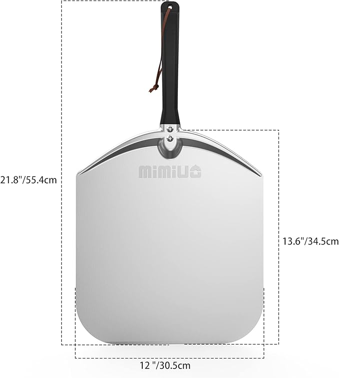 Aluminum Turning Pizza Peel for Oven and Grill, 12 x 14 Inch Pizza Spatula Turning Shovel for Baking Bread and Pie, Pizza Oven Accessories and Pizza Tools