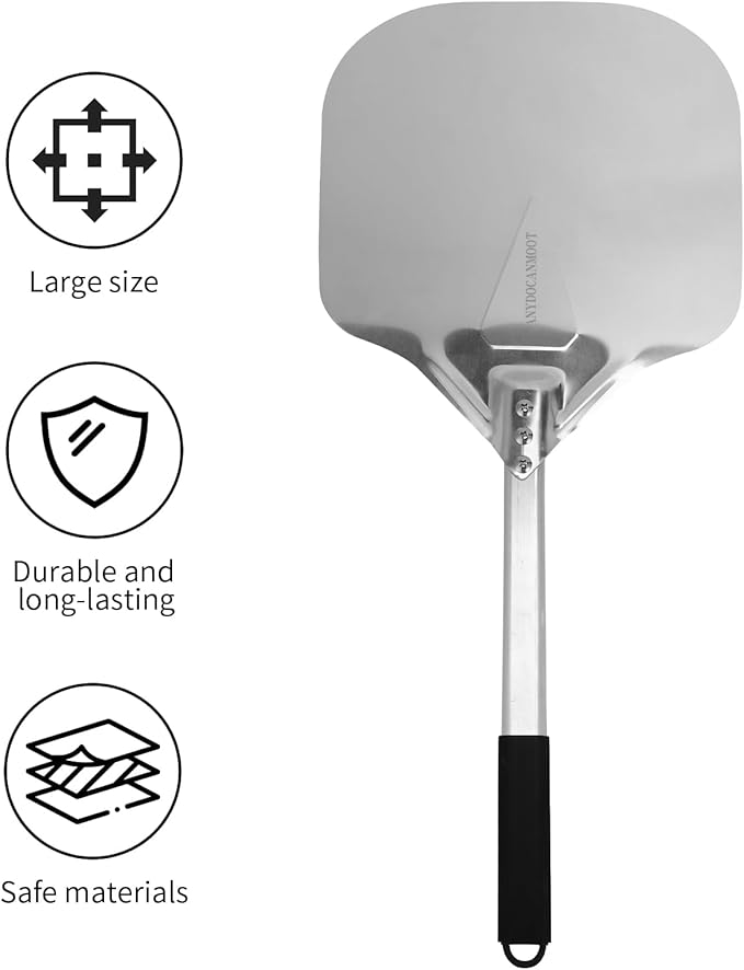 Perforated Pizza Peels 6 INCH pizza spatula paddle Long Handle Metal Pizza Spatula for Indoor and Outdoor (12 Inch)