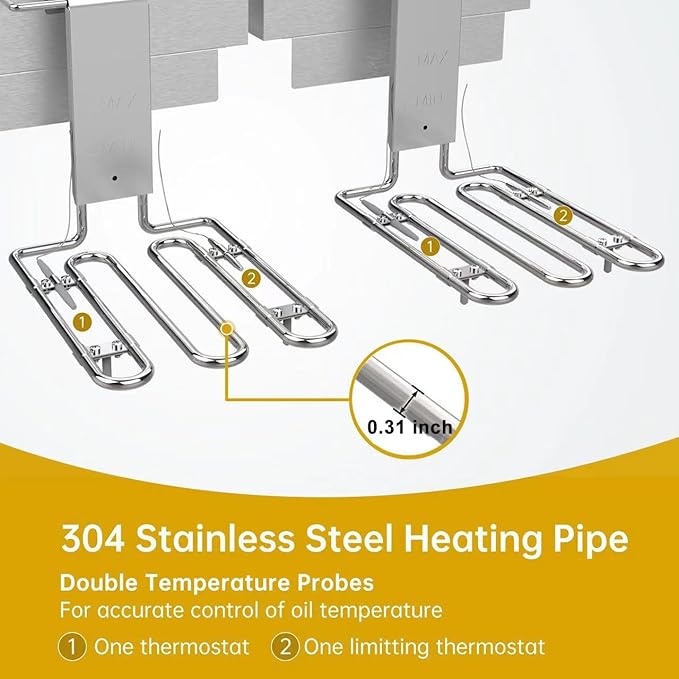 Valgus Dual Tanks Commercial Deep Fryer Electric 1700W 120V 26L Large Capacity Stainless Steel Countertop Kitchen Frying Machine with Basket & Lid, Drain System for Home Kitchen and Restaurant