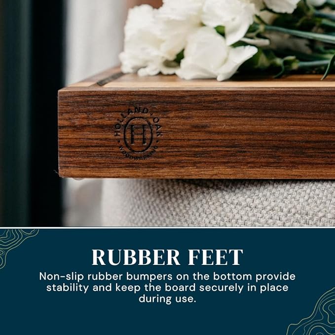 Handmade Walnut Cutting Board with Juice Groove and Handles – Includes Natural Wood Seasoning Wax – Premium Wooden Chopping Board Gift Set