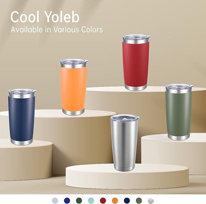 20 oz Tumblers Bulk Stainless Steel Tumbler with Lid Double Wall Vacuum Insulated Coffee Mug 20oz Powder Coated Cup for Hot and Cold Drinks, Orange, 6 pack