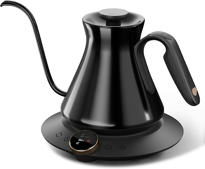Cocinare FLOW M6 Pro Electric Gooseneck Kettle, ±0.5℉ Temperature Control for Pour-over Coffee & Tea, Stainless Steel Interior, Quick Heating for Boiling Water (Soulages Black)
