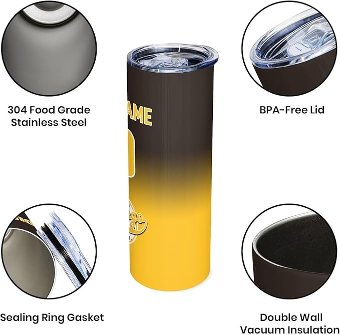 Custom Tumbler Stainless Steel Cup Personalized Baseball Vacuum Insulation Travel Mug Add Your Name Number Fans Gift for Baseball Fans
