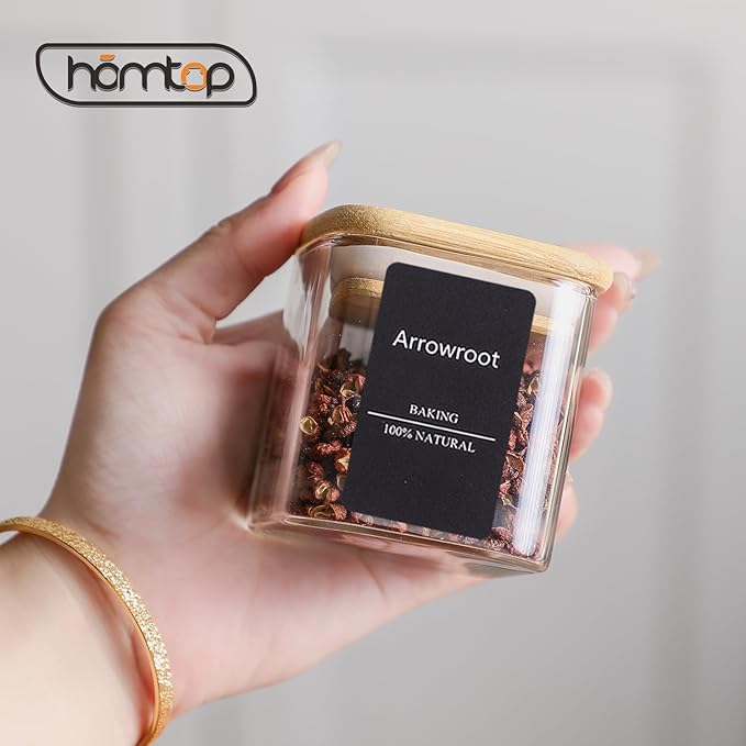 12Pcs 4oz Spice Jars with 275 Labels, Small Seasoning Glass Container Empty Organizer with Bamboo Lid Set for Pepper, Salt, Sugar