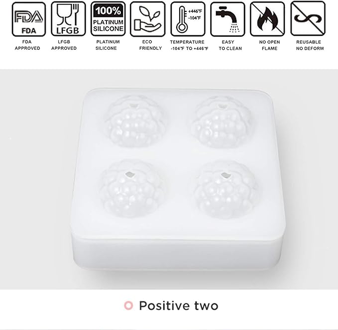 OCPO KITCHEN 3D Raspberry Silicone Mold for Baking Mousse Cake, Candy, Chocolate, Truffle, French Dessert, Pastry, Cupcake, Fruit Ice Cream Mould, Cake Decoration Mold, Raspberry Shape (4-Cavity)