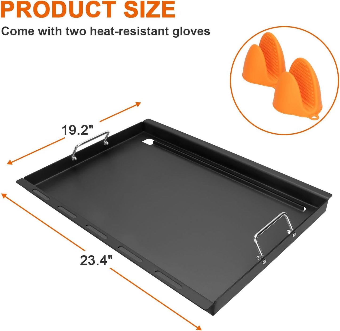 Full-Size Griddle Inserts for Weber Summit 400 Gas Grills, Flat Top Griddle Replacement Parts for Summit E-420 E-450 E-470 S-470, Replace for Weber 67550 Grates