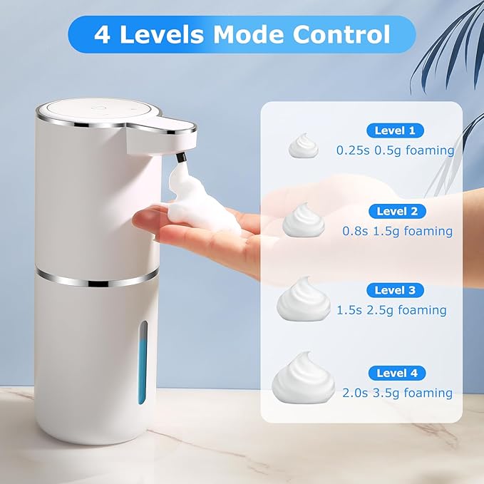 2 Pack Automatic Soap Dispensers,12.8oz/380ml USB Touchless Automatic Foaming Soap Dispenser,Rechargeabled Wall Mounted Smart Soap Dispenser for Bathroom Kitchen Dish Soap