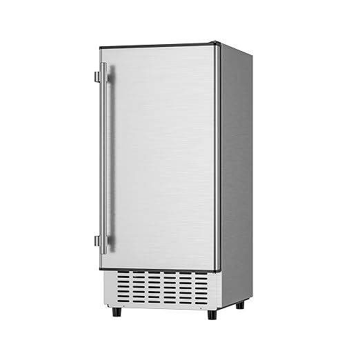 Coolake 15" Commercial Under Counter Ice Maker, 80LBS/Day Built-in Freestanding Cube Ice Machine, Self-Cleaning & Removable Filter, Stainless Steel Ice Machine with 30LBS Storage for Home Bar