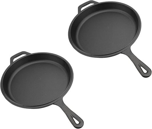 2 Piece Set Cast Iron Skillet, Even Heating & Non Stick Cast Iron Frying Pan for Home Kitchen