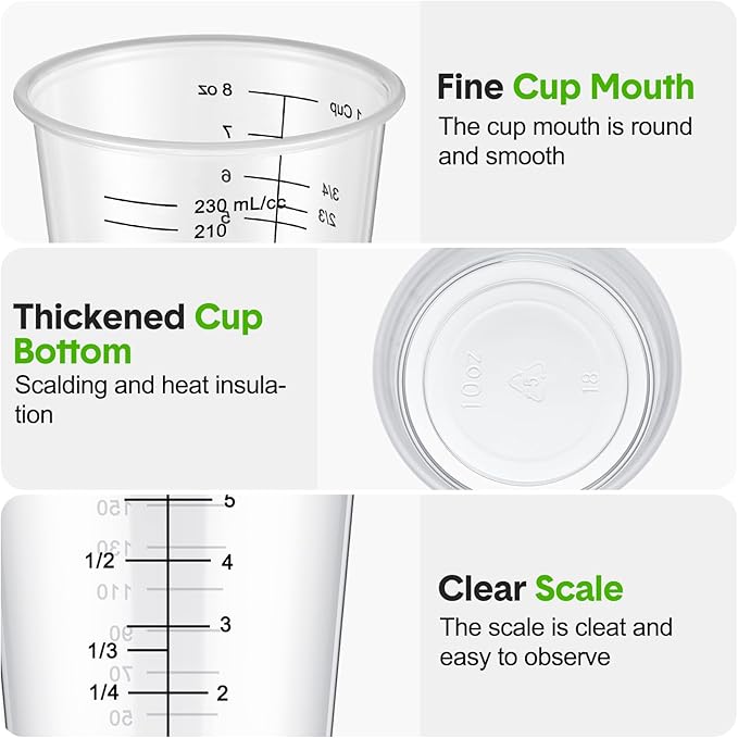 Yunsailing 400 Pack Disposable Measuring Cups for Resin 8 oz Clear Plastic Epoxy Reusable Liquid Mixing Cups for Cooking and Baking Supplies