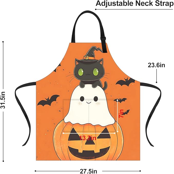 Halloween Apron Home Kitchen Cooking Baking Gardening for Women Men with Pockets waterproof 32x28 inch