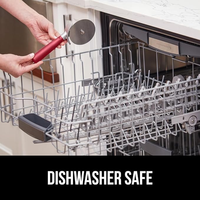 GORILLA GRIP BPA-Free Large Pizza Cutter Wheel, 9 Inch, Sharp Stainless Steel Blade, Slip Resistant Handle with Thumb Guard Protection, Slice Thick or Thin Pizzas, Pie, Pastries in Seconds, Red