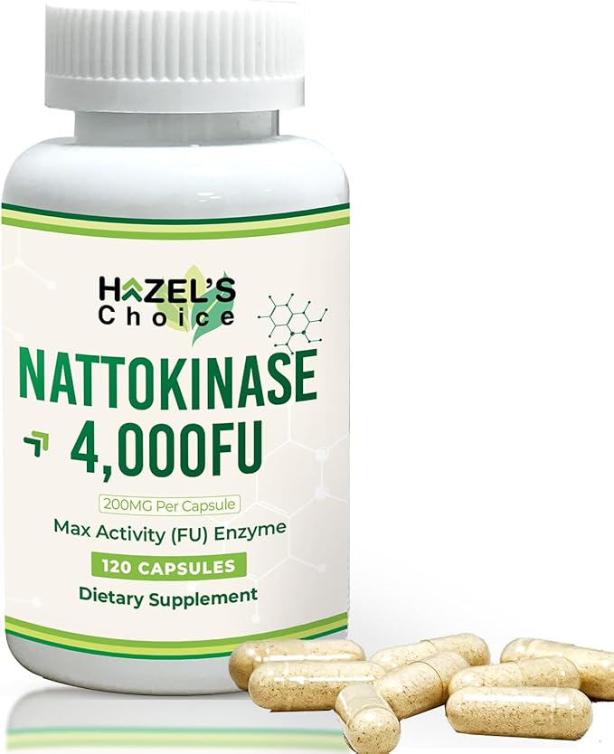 HAZEL'S Choice Nattokinase 4,000 FU – 120 Capsules – 200MG Per Capsule – Maximum Activity FU Enzyme – Dietary Supplement – Non-GMO & Gluten-Free