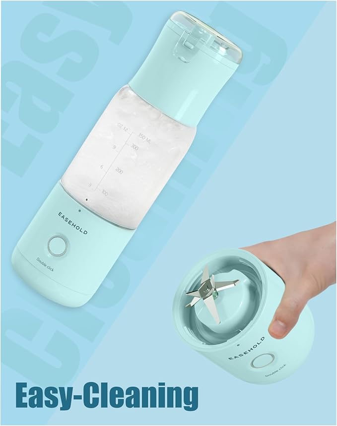 EASEHOLD Portable Personal Blender for Smoothies Shakes, Fresh Juice Mini Fast Blender on the go with 6 Blades, Rechargable Single BPA Free for Sport, Kitchen, Travel,Camping (Blue)