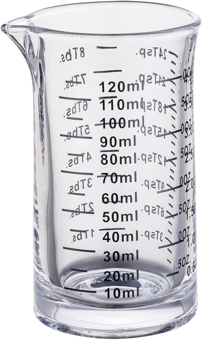 Ackers 4 Oz Glass Measuring Cup,Borosilicate Shot Glass with V-Shaped Spout-Black Line