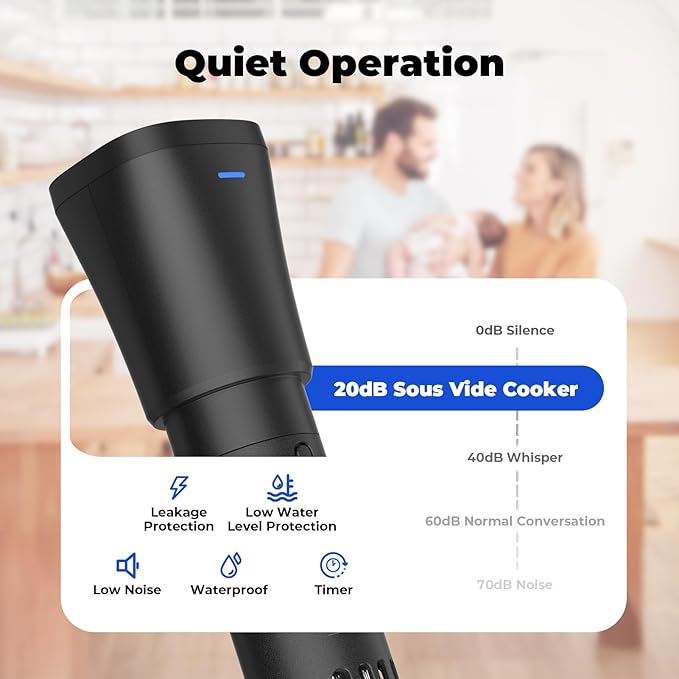 Sous Vide Machine Cooker, Immersion Circulator with Recipe, 1000W, Delay Start Function, Temp and Time Digital Display Control