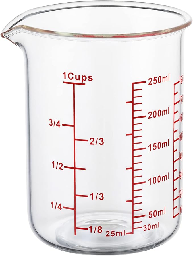 Ackers Glass Measuring Cup 1 Cup,8oz Borosilicate Liquid Measuring Cup with Spout