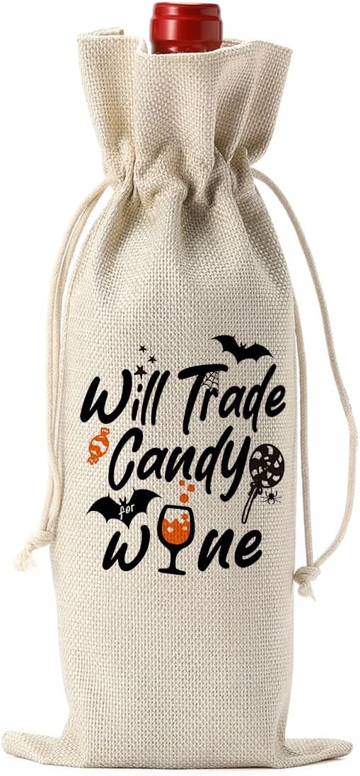 Funny Halloween Bat Decor Wine Bag Candy Decor Gifts Halloween Party Supplies Stuff Home Decorations Wine Accessories Gifts for Wine Lovers Women Men Friend