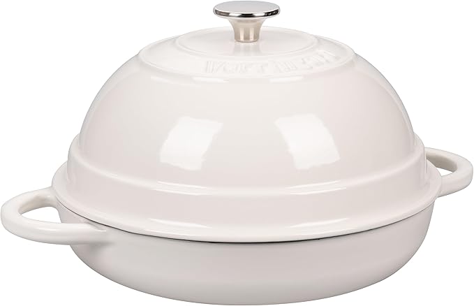 Cast Iron Enameled Dutch Oven Pot with Lid for Bread Baking, Bread Oven, 6 Quart, White