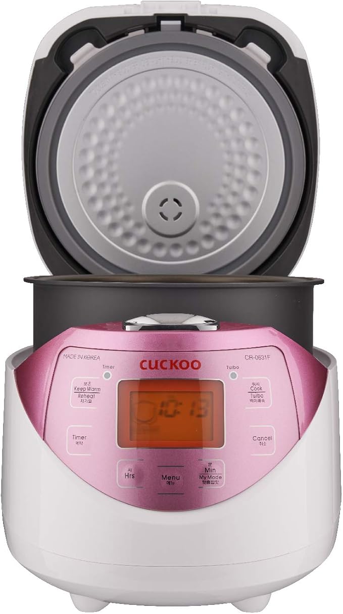 CUCKOO Micom Rice Cooker 6 Cup Uncooked / 12 Cup Cooked, Korean Fuzzy Logic Rice Cooker with Delay Timer & Keep Warm Setting, Versatile Food Steamer with Non-Stick Inner Pot, Pink (CR-0631F)