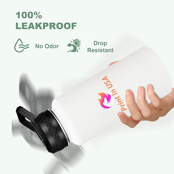 Personalized Custom Print in USA Water Bottle 25Pcs 32oz Stainless Steel Double Wall Coffee Cup with Lid & Straw Insulated Tumbler with Colorful Text Logo Photo