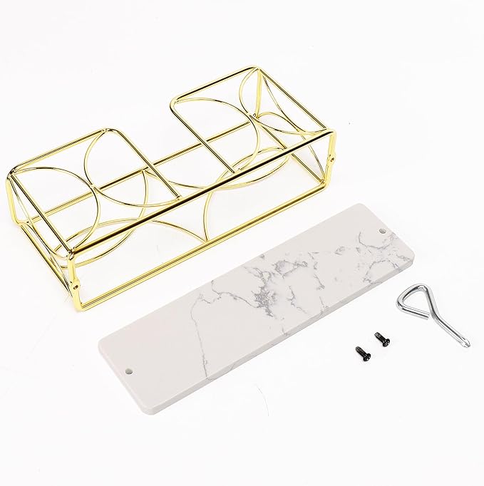 Napkin Holder with Marble Base, Guest Towel Paper Dispenser for Table, Modern Metal Napkin Stand, Ideal for All Bathroom Vanity, Kitchen Decor Accessories (Gold, 4 Inch)