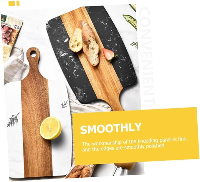 Marble and Acacia Wood Cutting Board Double-sided Kitchen Chopping Block with Anti-cracking Low-noise Surface for Meat Vegetables Fruit and Cheese Easy to Clean and Practical for