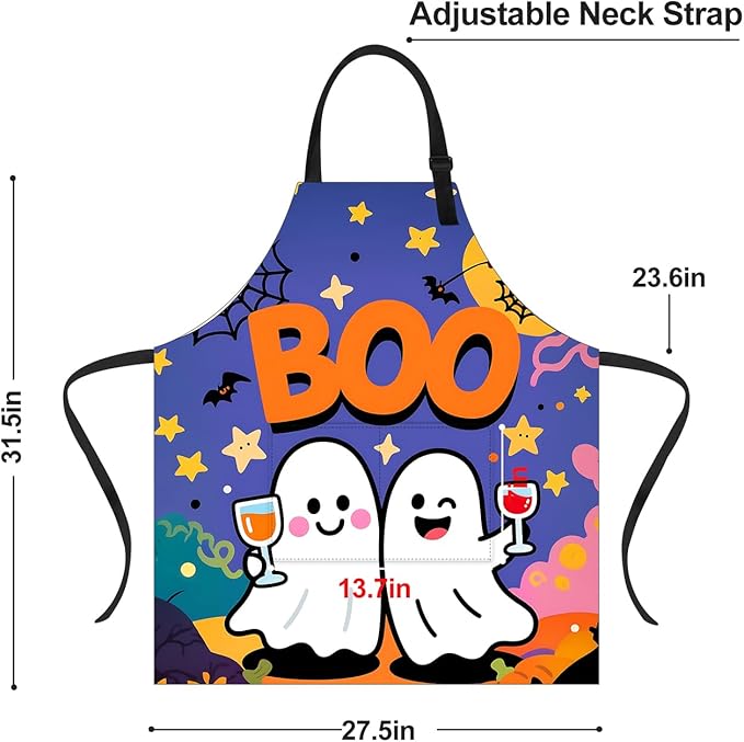 Halloween Apron Home Kitchen Cooking Baking Gardening for Women Men with Pockets waterproof 32x28 inch