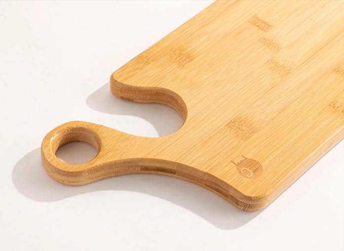 Unique Design Bamboo Cutting Board for Kitchen Wood Cutting Board for Chopping Meat, Fruits, Vegetables, Cheese, Knife Friendly Serving Tray with Handle and hole
