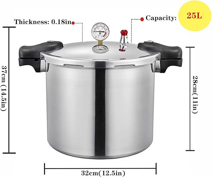 25 Quart Pressure Canner Cooker & pressure canners for canning & water bath canner | Pressure Gauge & Pressure Regulator | Induction Compatible & Pressure release 13 PSI (+/- 5%)