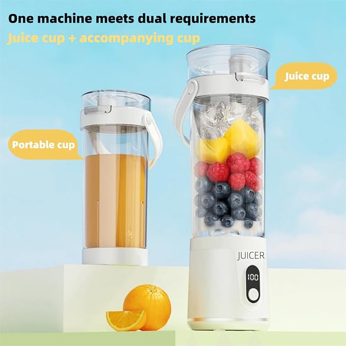 Personal Portable Cordless Blender for Shakes and Smoothies and Juice,21 Oz USB-C Rechargeable Mini Mixer with Extra Lid for Travel, Office, Gym